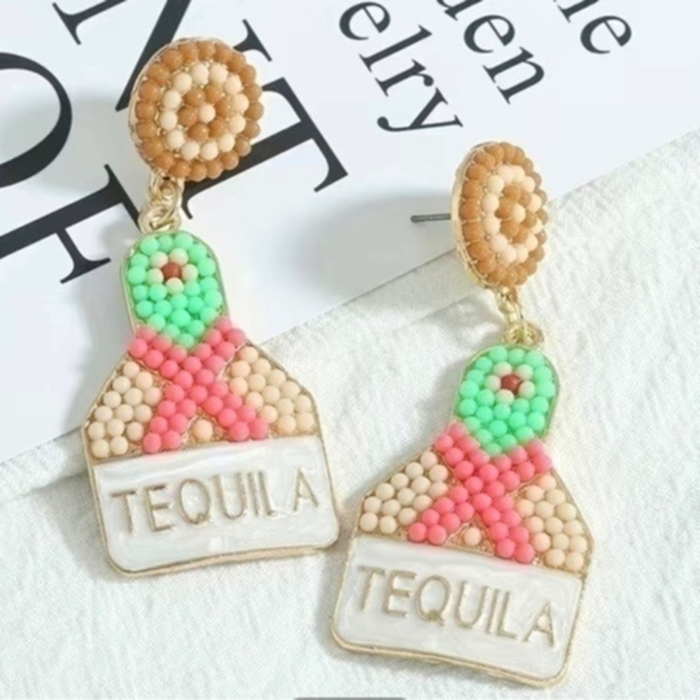Women’s Tequila Beaded Statement Earrings